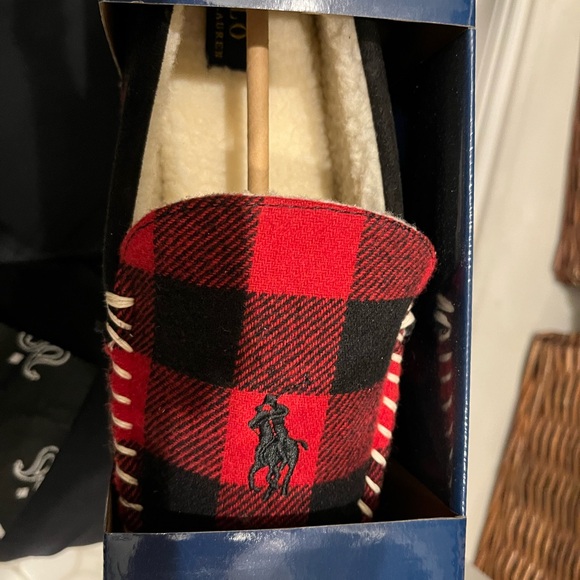 Ralph Lauren Red and Black Checkered Slippers - Picture 1 of 2
